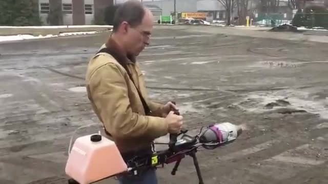 Jet Powered Leaf Blower — A Turbine Engine Strapped to a Frame That Creates 52 Pounds of Thrust